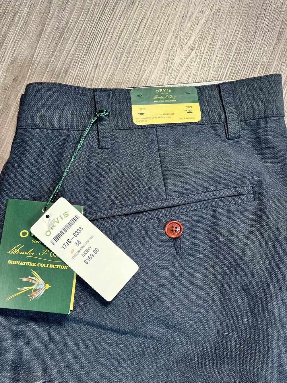 Orvis Signature Collection Men's Tencel Linen Pleated Trousers Pants 38 Raw Hem